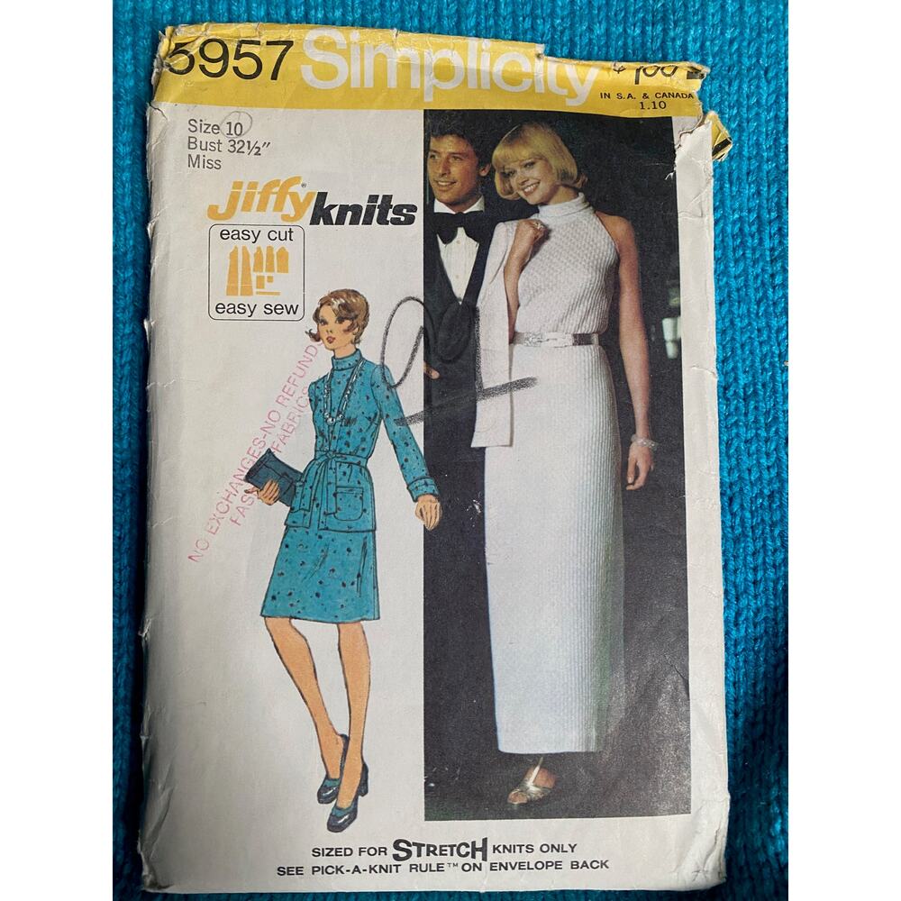 Simplicity sewing pattern  5957 Dress mock neck 1960s